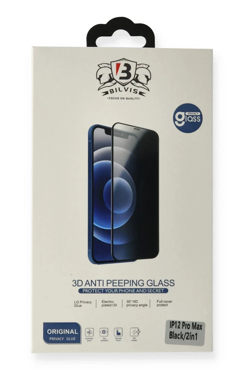Apple iPhone 7 Plus Bilvis 3D Anti Peeping Hayalet Cam Ekran Koruyucu - Beyaz görsel 2