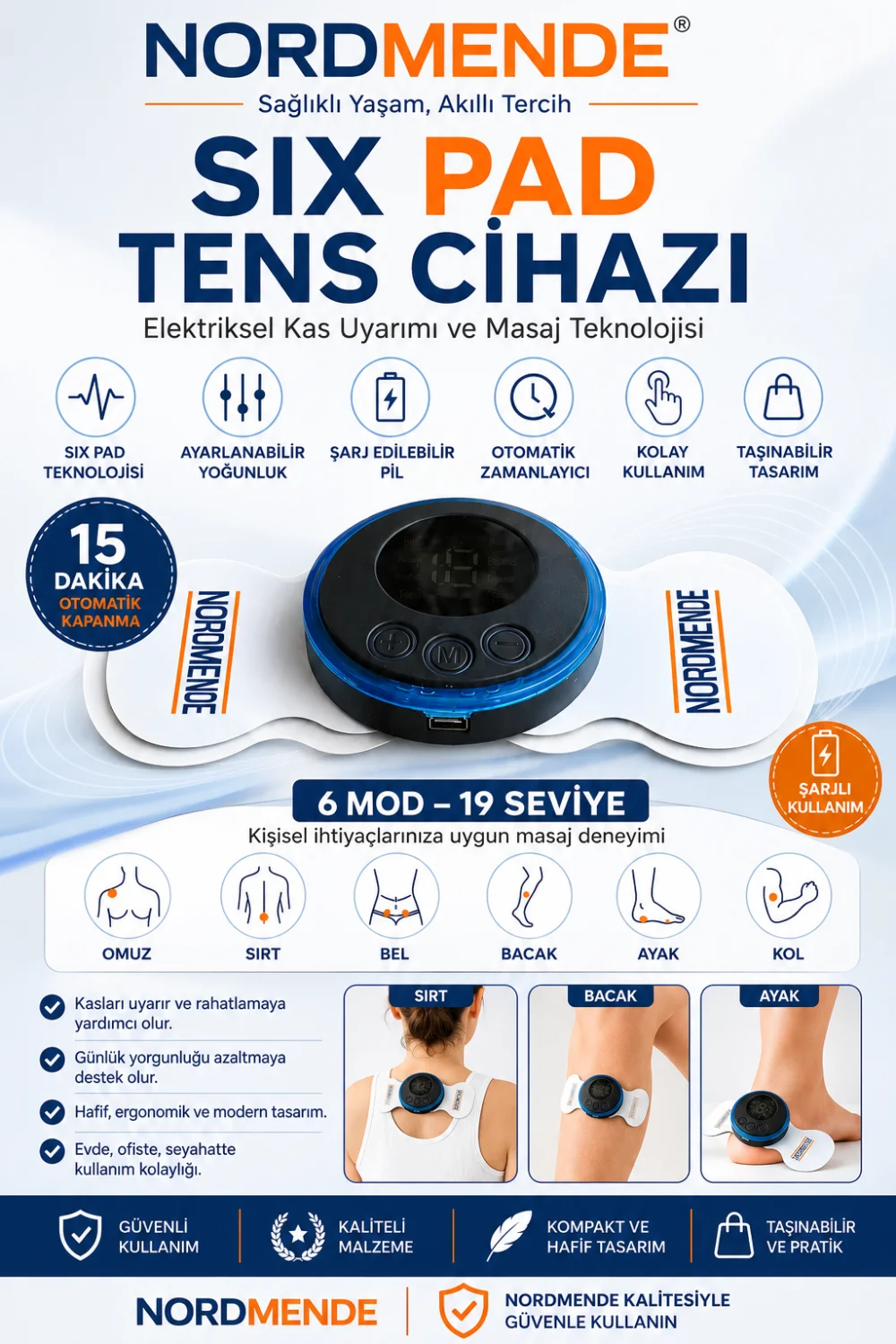 Kas Çalıştırma Six Ped Tens Cihazı görsel 3