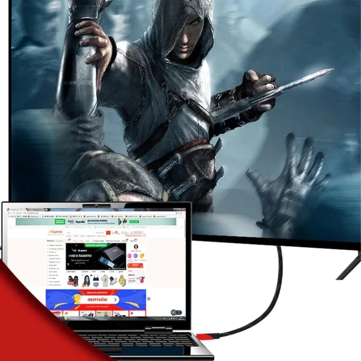 HD Kablosu HDTV Bilgisayar Uydu Görüntü Ses Full HD Sargılı Görüntü Aktarma Kablosu görsel 4