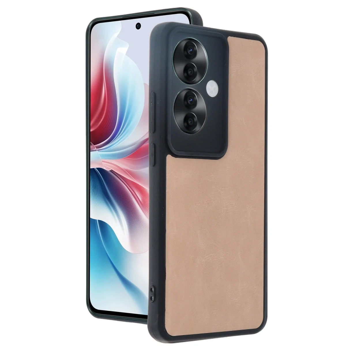 Oppo Reno 11f Kılıf Aras Deri Kapak - Pudra