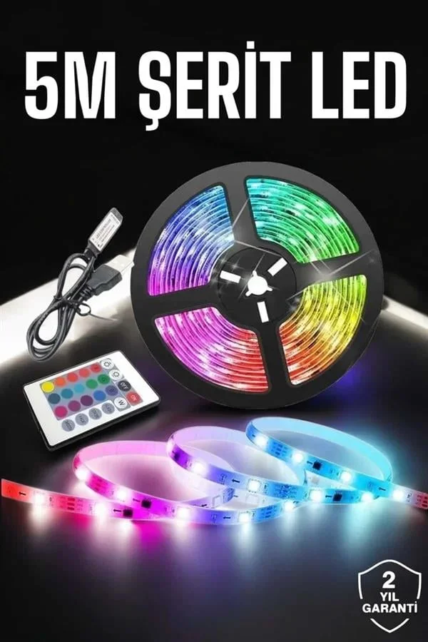 Led Işık 5 Metre Şerit Led RGB Işıklı görsel 2