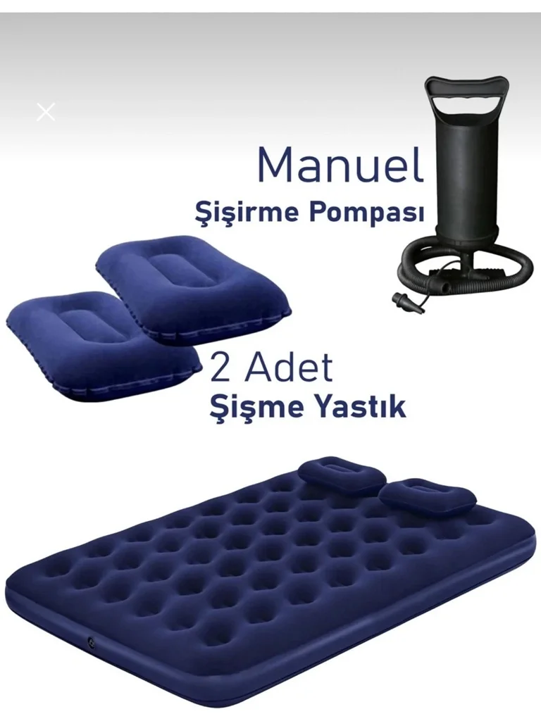 Vothoon Çift Kişilik Şişme Yatak Dahili Pompalı 203x152x22 cm 2 Yastıklı görsel 3