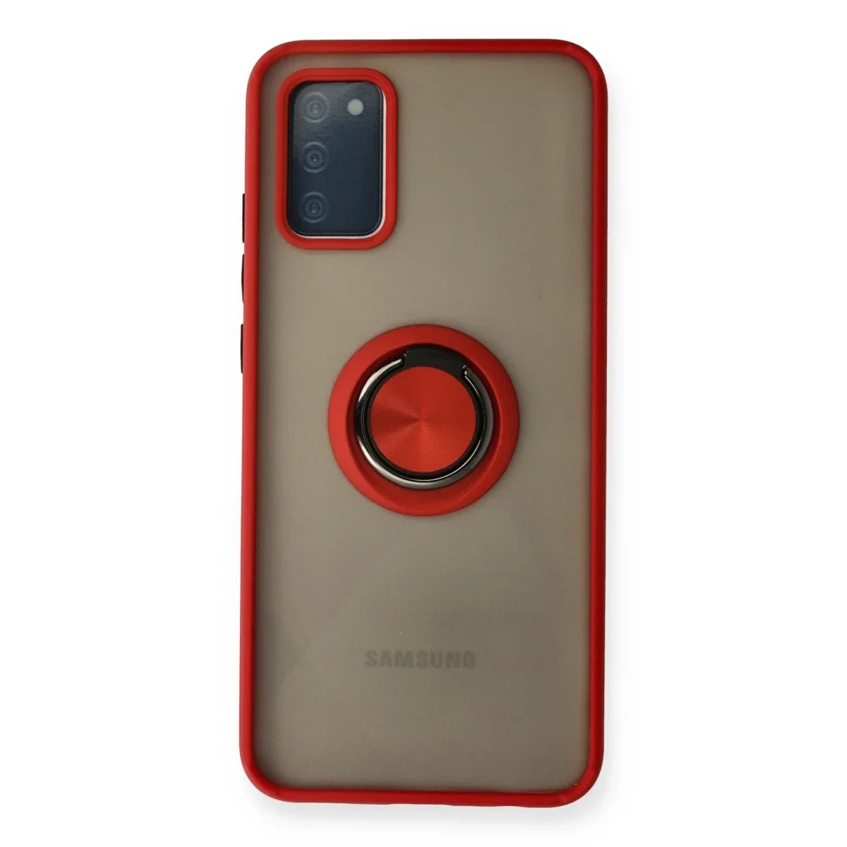 Samsung Galaxy A02S Kılıf Montreal Yüzüklü Silikon Kapak - Kırmızı