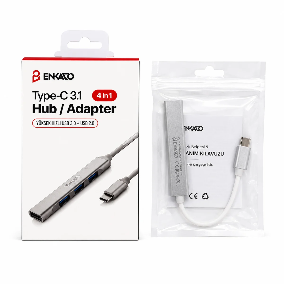 Type-C 4 Port USB Hub (USB 3.0 & 2.0, Anahtarlı) görsel 2