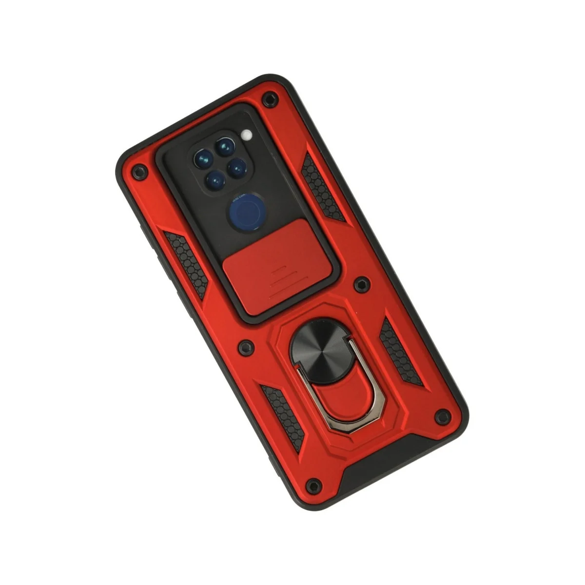 Xiao Red Note 9 Kılıf Pars Lens Yüzüklü Silikon - Kırmızı görsel 2