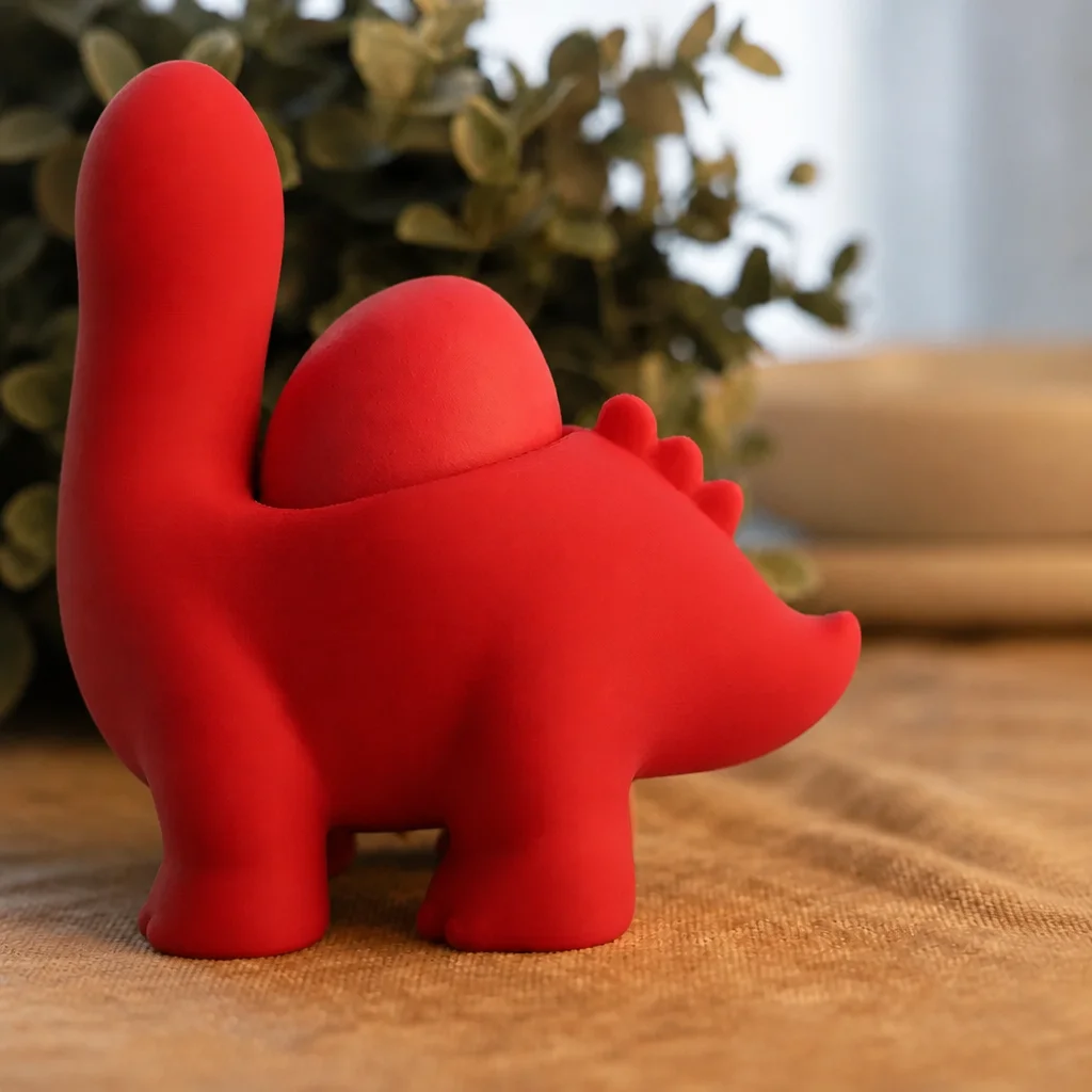 3D Baskı Dinozor Yumurtalık - Sevimli Eggosaurus Yumurta Tutucu-Kırmızı görsel 2