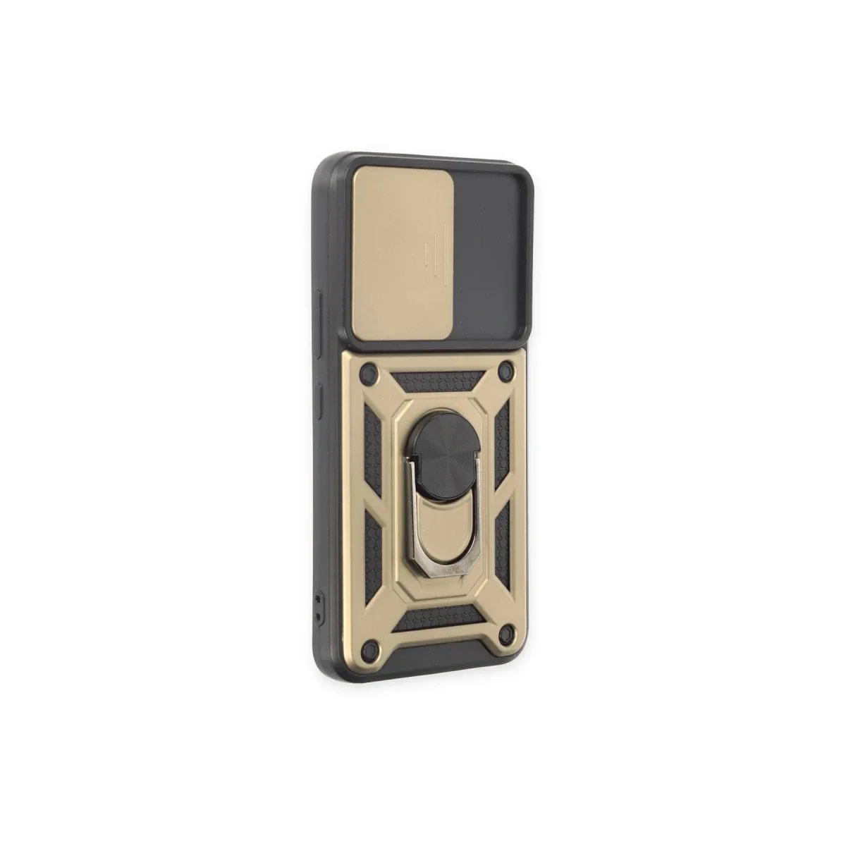 Samsung Galaxy S24 Kılıf Pars Lens Yüzüklü Silikon - Gold görsel 2