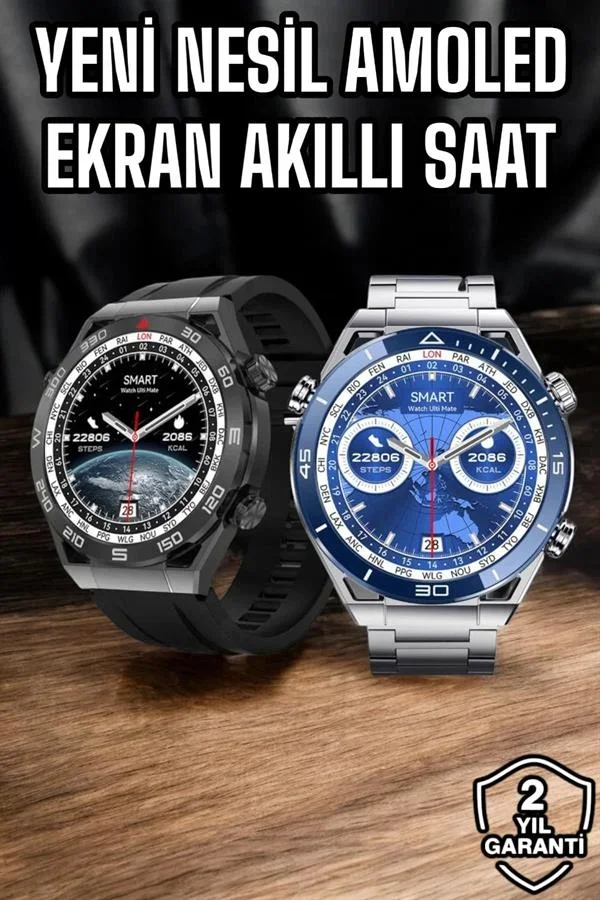 Akıllı Saat Yeni Nesil 2024 Model Metal Kordonlu Bluetooth Bağlantılı görsel 2