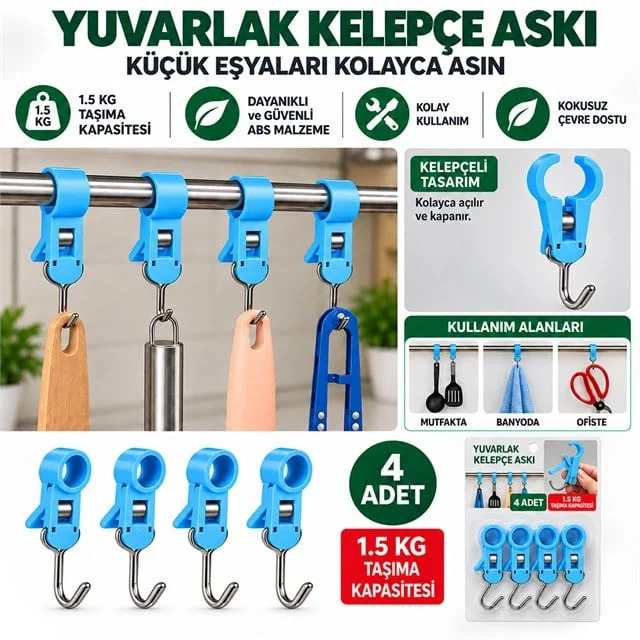 SN-38119 Yuvarlak Kelepçe Askı 80x12x18mm 4’lü Paket görsel 4