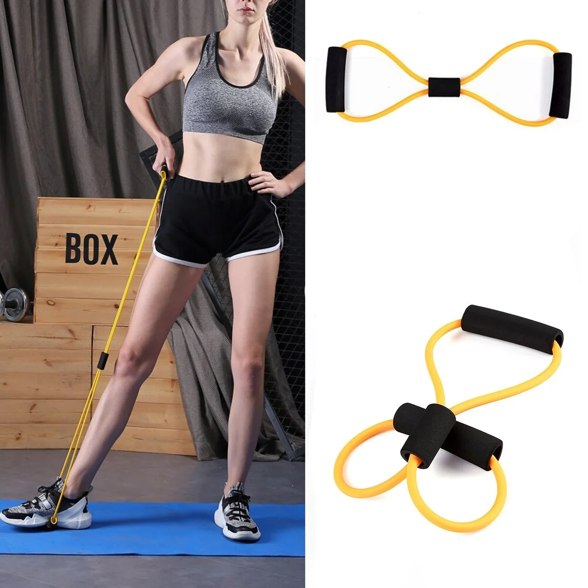8 Şeklinde Direnç Bandı Yoga Plates Ve Vücut Geliştirme Egzersiz Bandı görsel 2