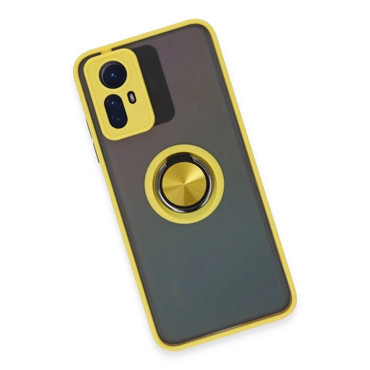 Xiaomi Redmi Note 12S Kılıf Montreal Yüzüklü Silikon Kapak - Sarı görsel 4