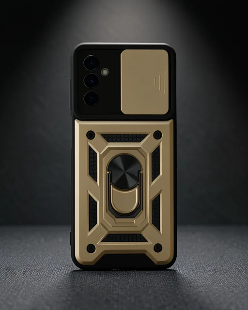 Samsung Galaxy A14 4g Kılıf Pars Lens Yüzüklü Silikon - Gold