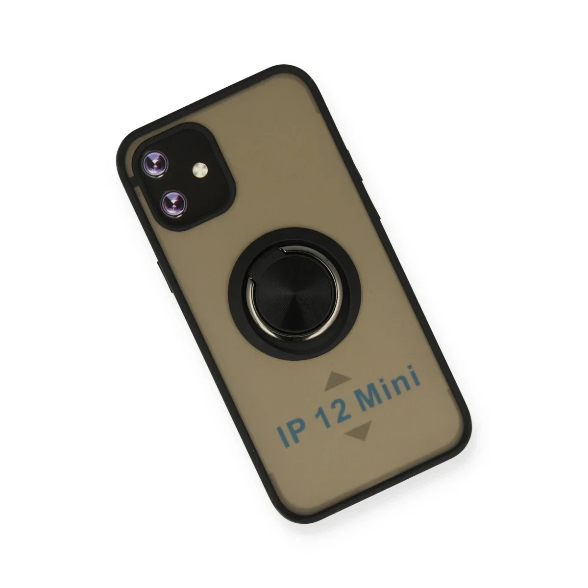 Apple iPhone 12 Mini Kılıf Montreal Yüzüklü Silikon Kapak - Siyah görsel 3