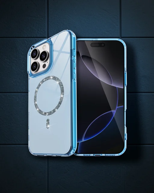 Apple İphone 16 Pro Max Live Diamond Magsafe Kapak - Mavi
