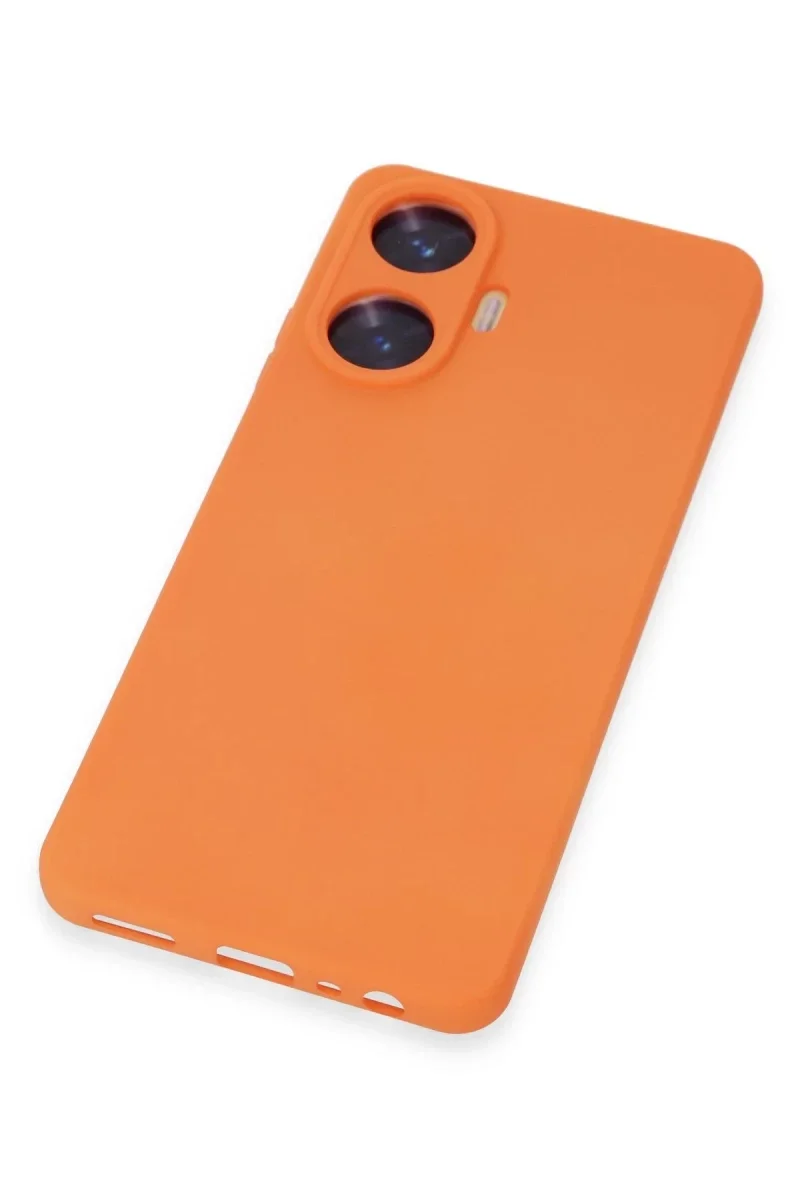 Realme C55 Kılıf Nano içi Kadife Silikon - Turuncu görsel 2