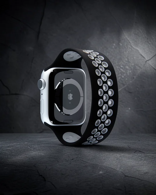 Apple Watch 38mm Ayarlı Delikli Silikon Kordon - Siyah-gri