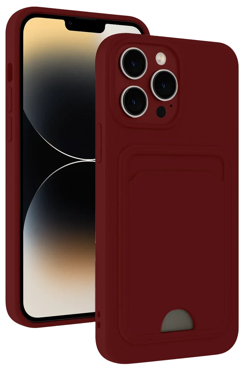 Apple iPhone 15 Pro Kılıf Kelvin Kartvizitli Silikon - Bordo