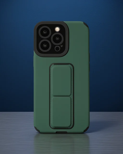 Apple İphone 14 Pro Kılıf Mega Standlı Silikon - Yeşil