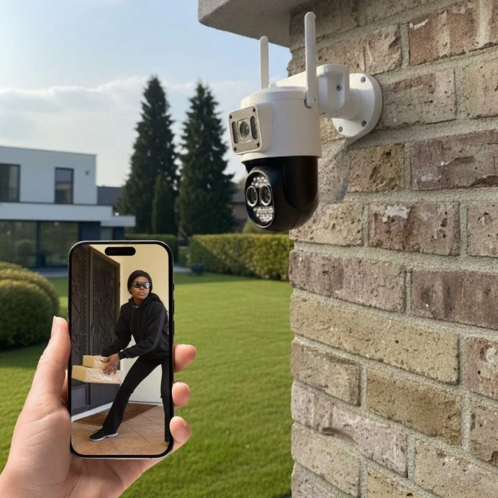 3 Kameralı Kablolu Akıllı Güvenlik Kamerası – 360° PTZ Hareketli, Çift Antenli, WiFi IP, Gece Görüşlü Dış Mekan Kamera görsel 5