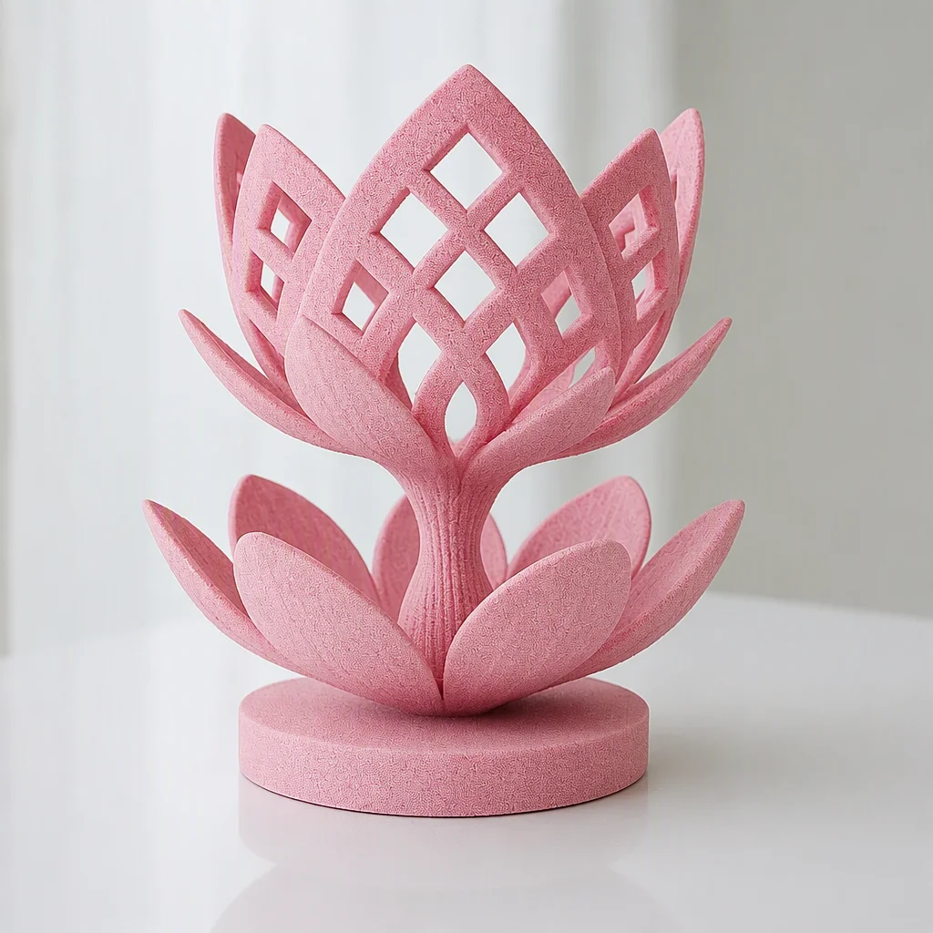 3D Baskı Lotus Çiçeği Mumluk - Dekoratif Tealight Mumluk-Pembe