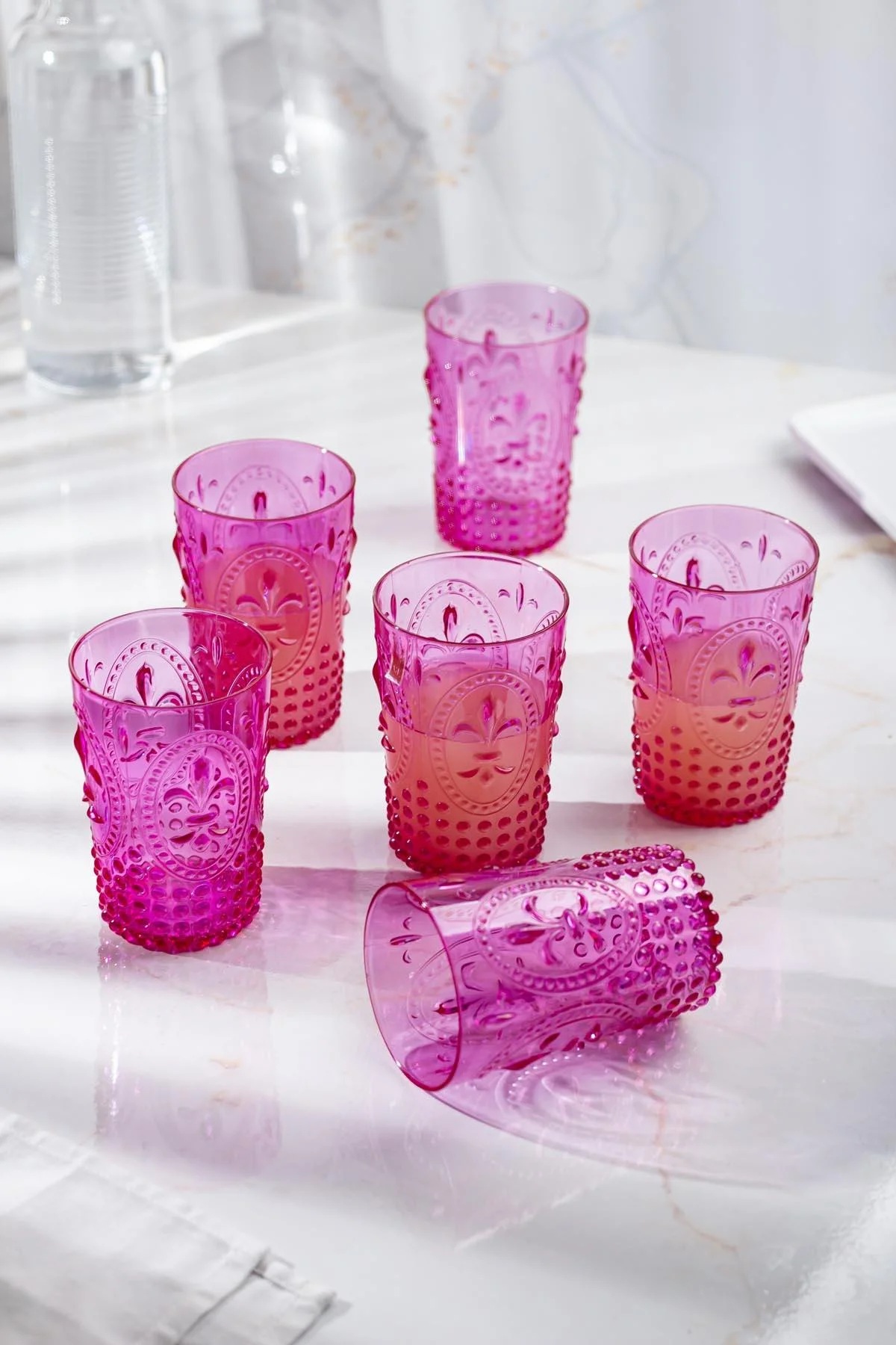 Akrilik Pembe Tekli Kısa Bardak & Su Meşrubat Kahve Yanı Bardağı 400 ml ( Cam Değildir ) görsel 3