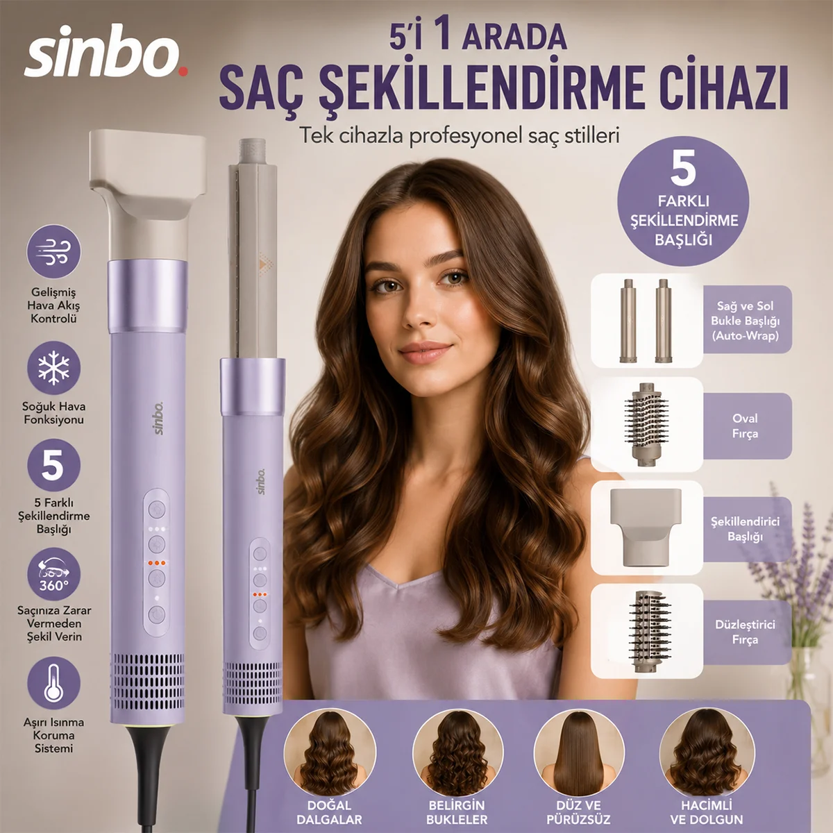 Saç Şekillendirme Cihazı 5 Başlık 3 Hız 110.000 RPM görsel 3