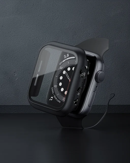 Apple Watch Ultra 49mm Camlı Kasa Ekran Koruyucu - Siyah