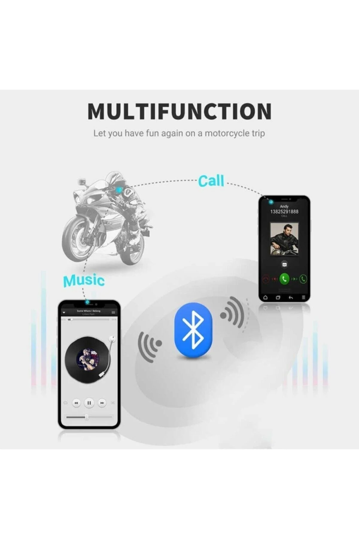 Vothoon BT22 Kask Kulaklık Bluetooth Motosiklet Kulaklık 5.0 Bluetooth Interkom Motorsiklet Kulaklık görsel 4