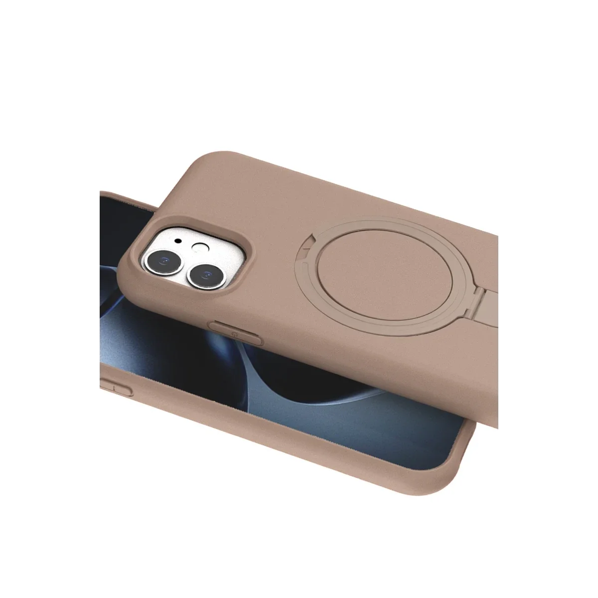 Apple iPhone 11 Regal Magsafe Standlı Kapak - Çöl Titanyum görsel 4