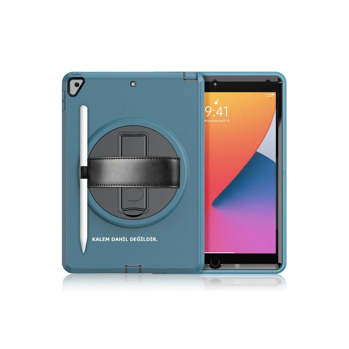 Apple iPad 10.2 (7.nesil) Kılıf Hand Strap Tablet Kılıfı - Turkuaz