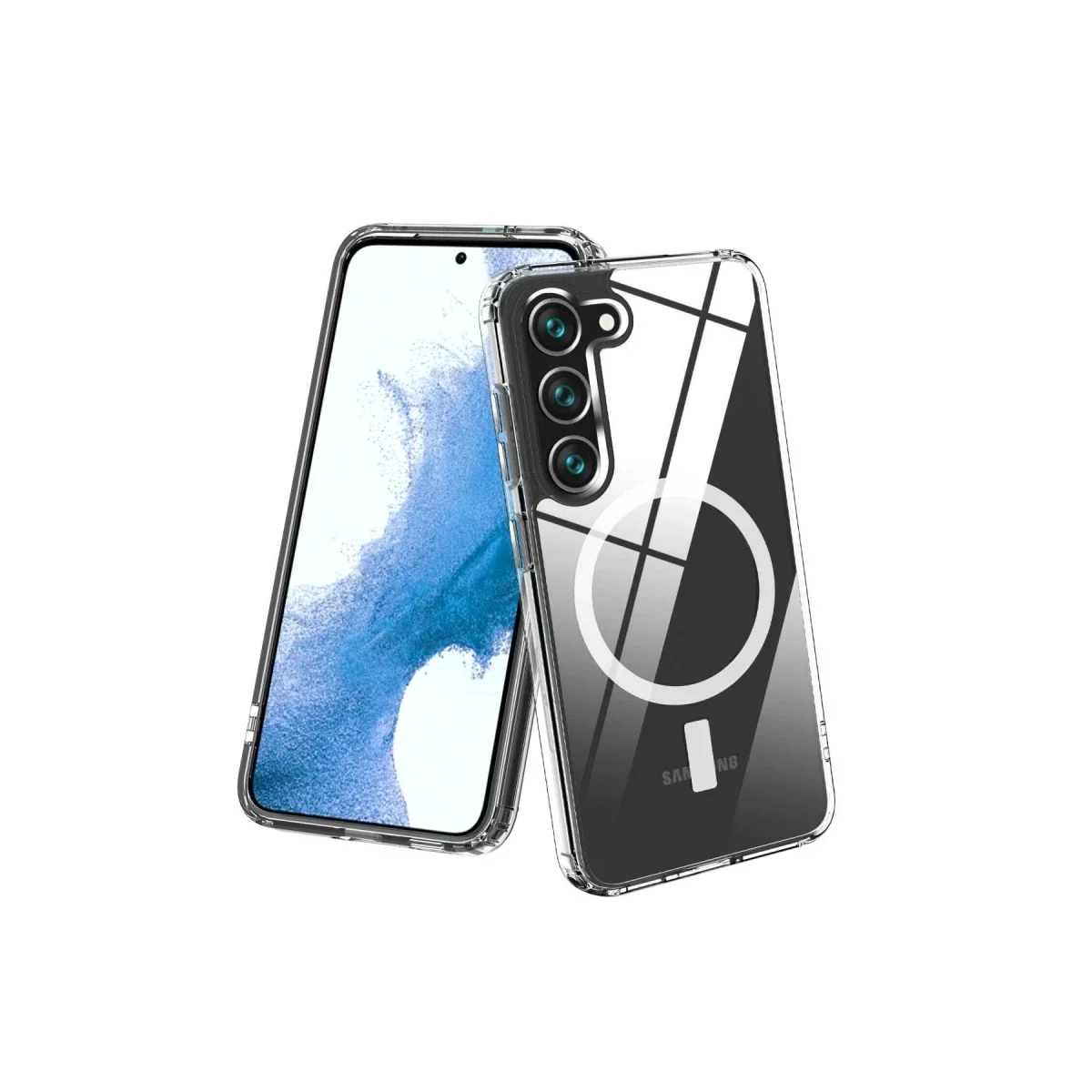 Samsung Galaxy S23 Kılıf Magneticsafe Şeffaf Silikon - Şeffaf görsel 3