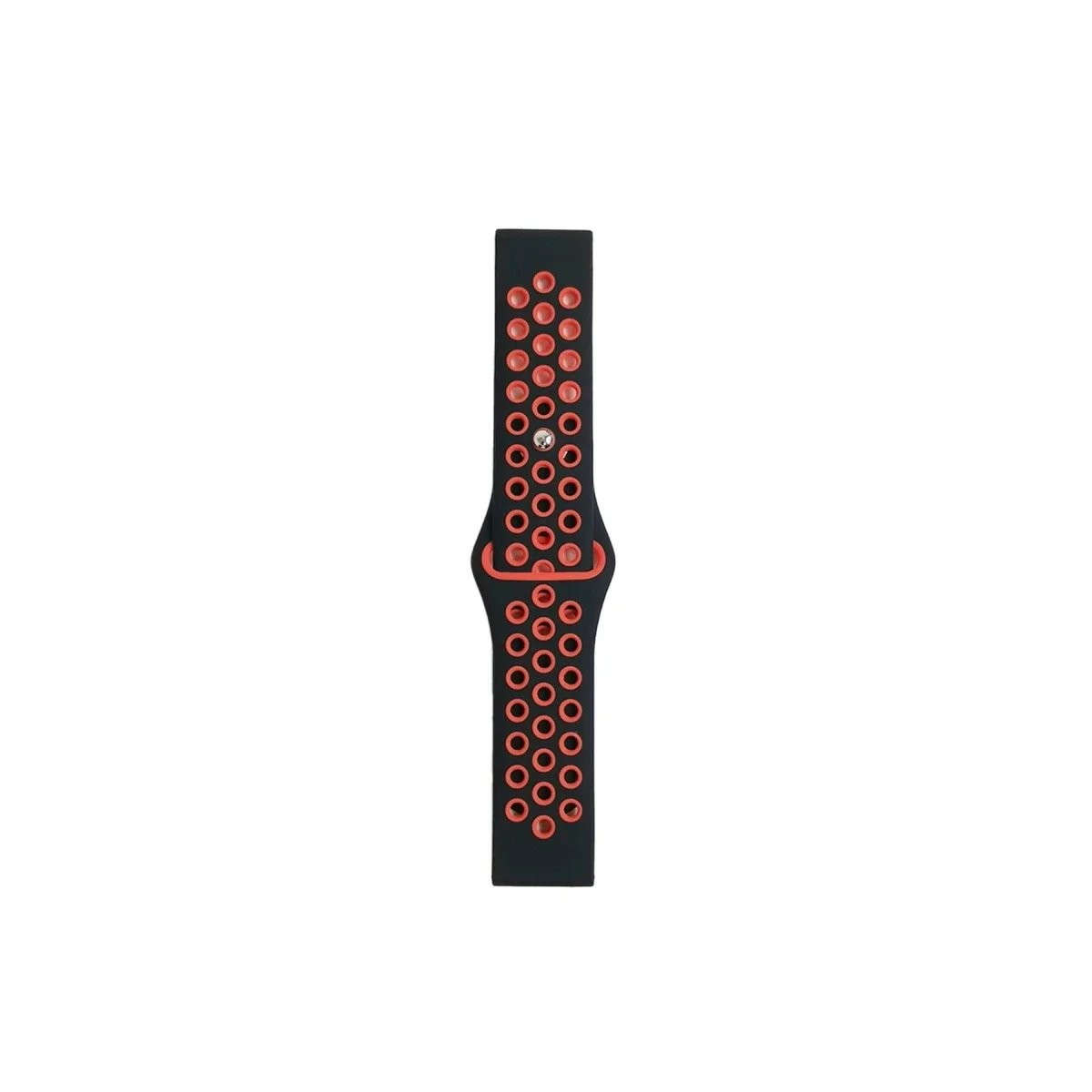 Watch 22mm Spor Delikli Kordon - Siyah-Kırmızı görsel 2