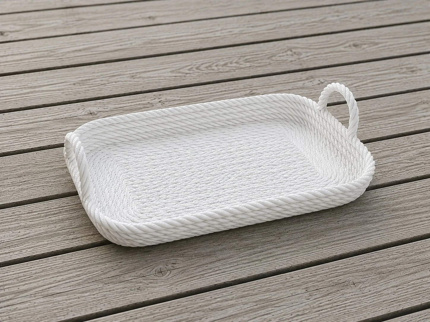 3D Baskı Çok Amaçlı Dekoratif Organizer Tepsisi - Masaüstü Düzenleyici, Banyo ve Mutfak Saklama Tepsisi-Beyaz