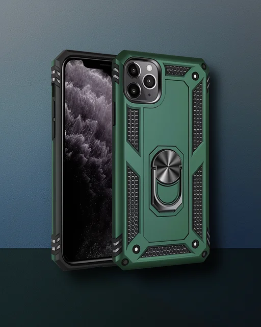 Apple İphone 11 Pro Kılıf Sofya Yüzüklü Silikon Kapak - Yeşil