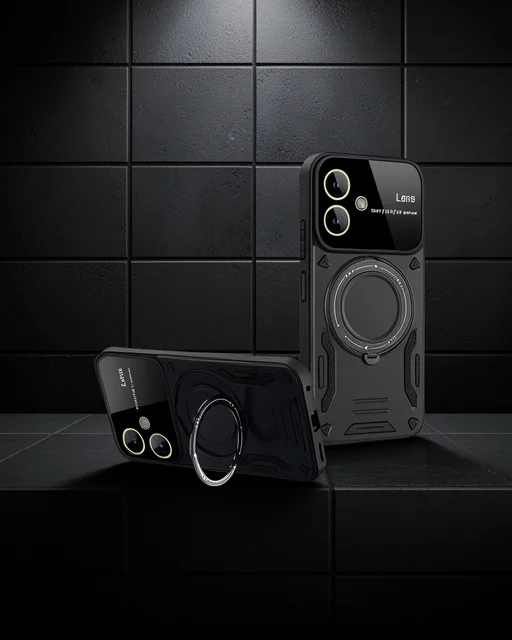 Samsung Galaxy A05 Kılıf Joy Lens Standlı Kapak - Siyah
