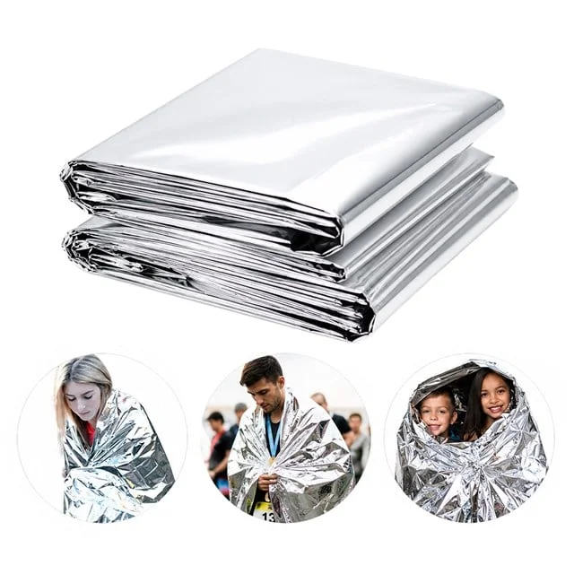 SN-14528 130x210cm Gümüş Acil Durum Termal İlkyardım Battaniyesi Isı Yansıtıcı Rüzgar Su Geçirmez görsel 5