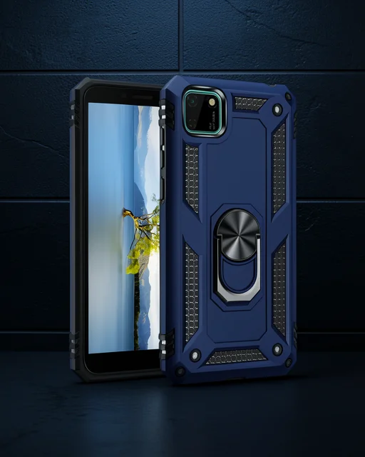Huawei Y5p Kılıf Sofya Yüzüklü Silikon Kapak - Lacivert