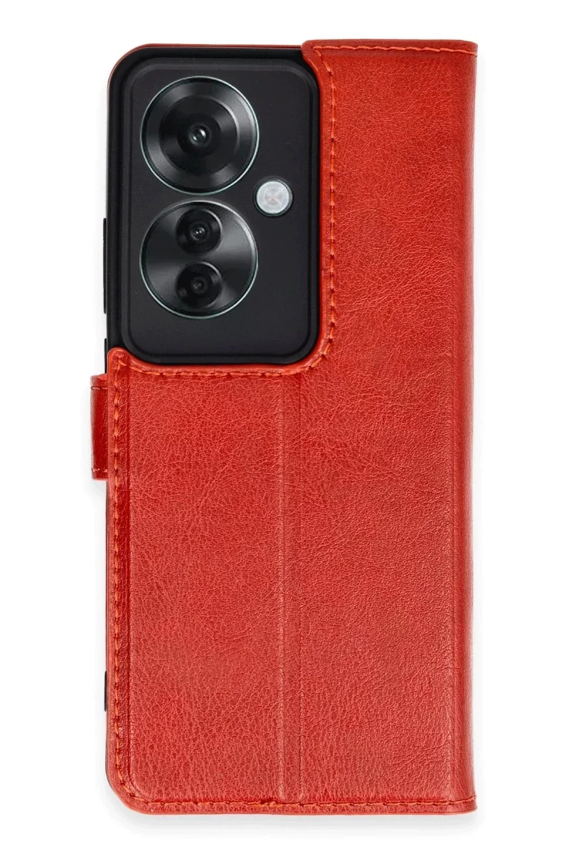 Oppo Reno 11F Kılıf Trend S Plus Kapaklı Kılıf - Kırmızı