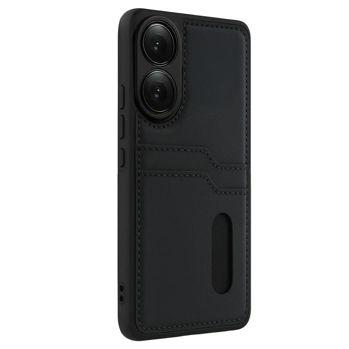 Oppo A38 Sara Kartvizitli Deri Kılıf - Siyah görsel 3