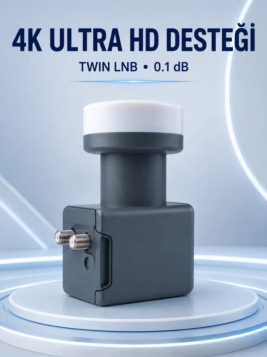 Uydu Anten LNB Twin Çıkışlı 0.1 dB Ku Band 4K Ultra HD Uyumlu