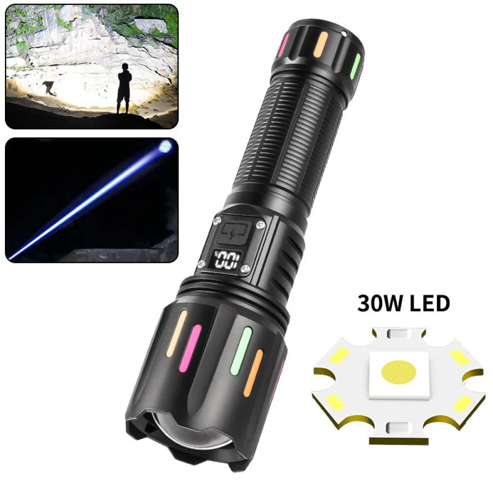 PS-9954 30W Zoomlu Led Powerbank Özellikli Şarjlı Profesyonel El Feneri