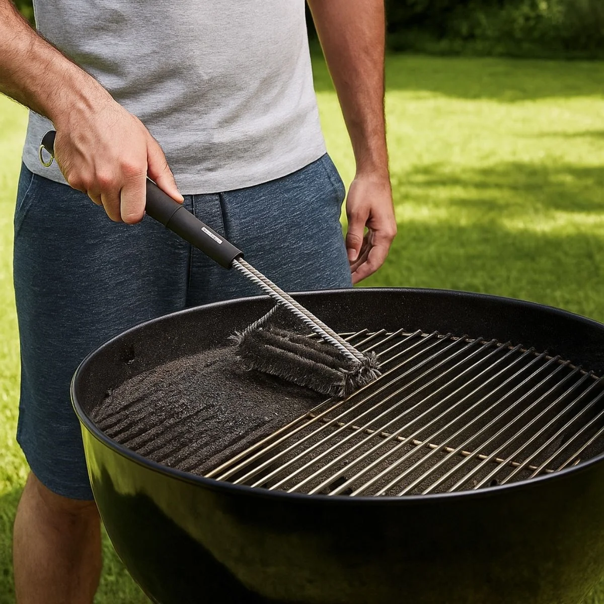 Mangal Izgara Temizleme Fırçası – Paslanmaz Çelik Telli, Uzun Saplı Grill Temizlik Aparatı Mangal Temizlik Fırçası görsel 3