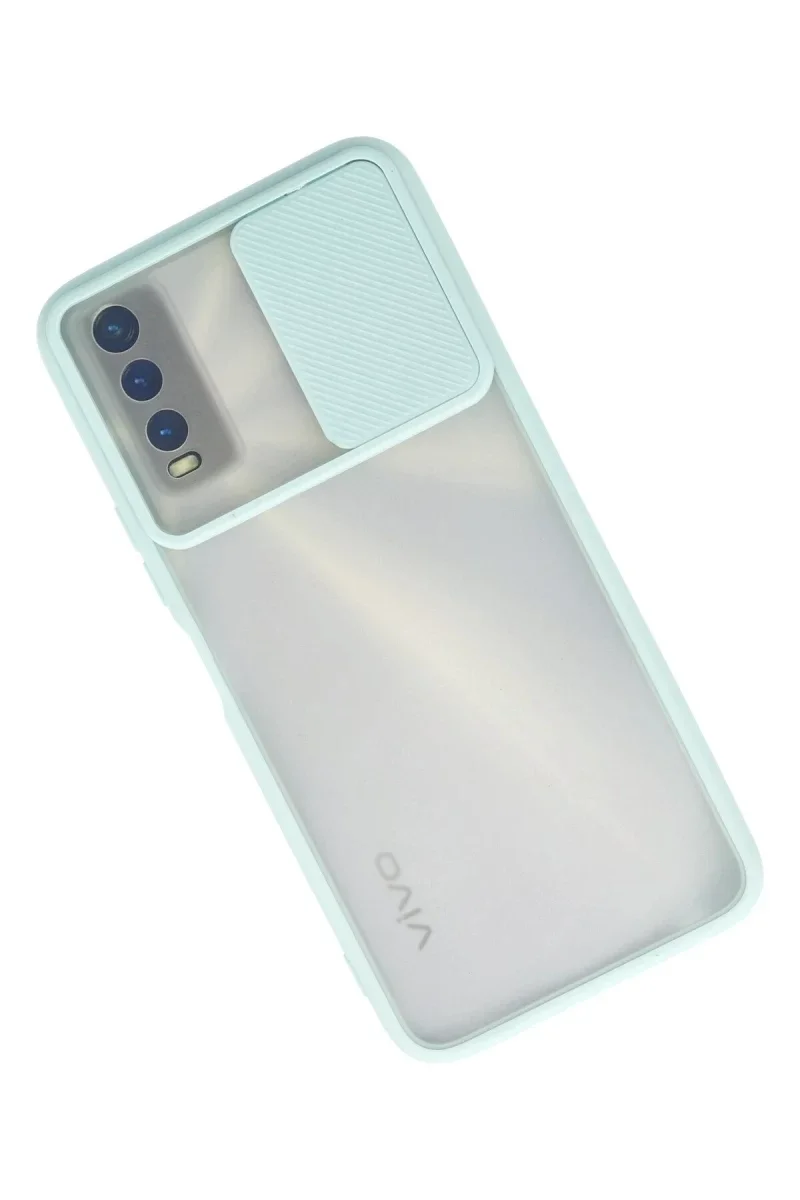 Vivo Y11S Kılıf Palm Buzlu Kamera Sürgülü Silikon - Turkuaz görsel 2