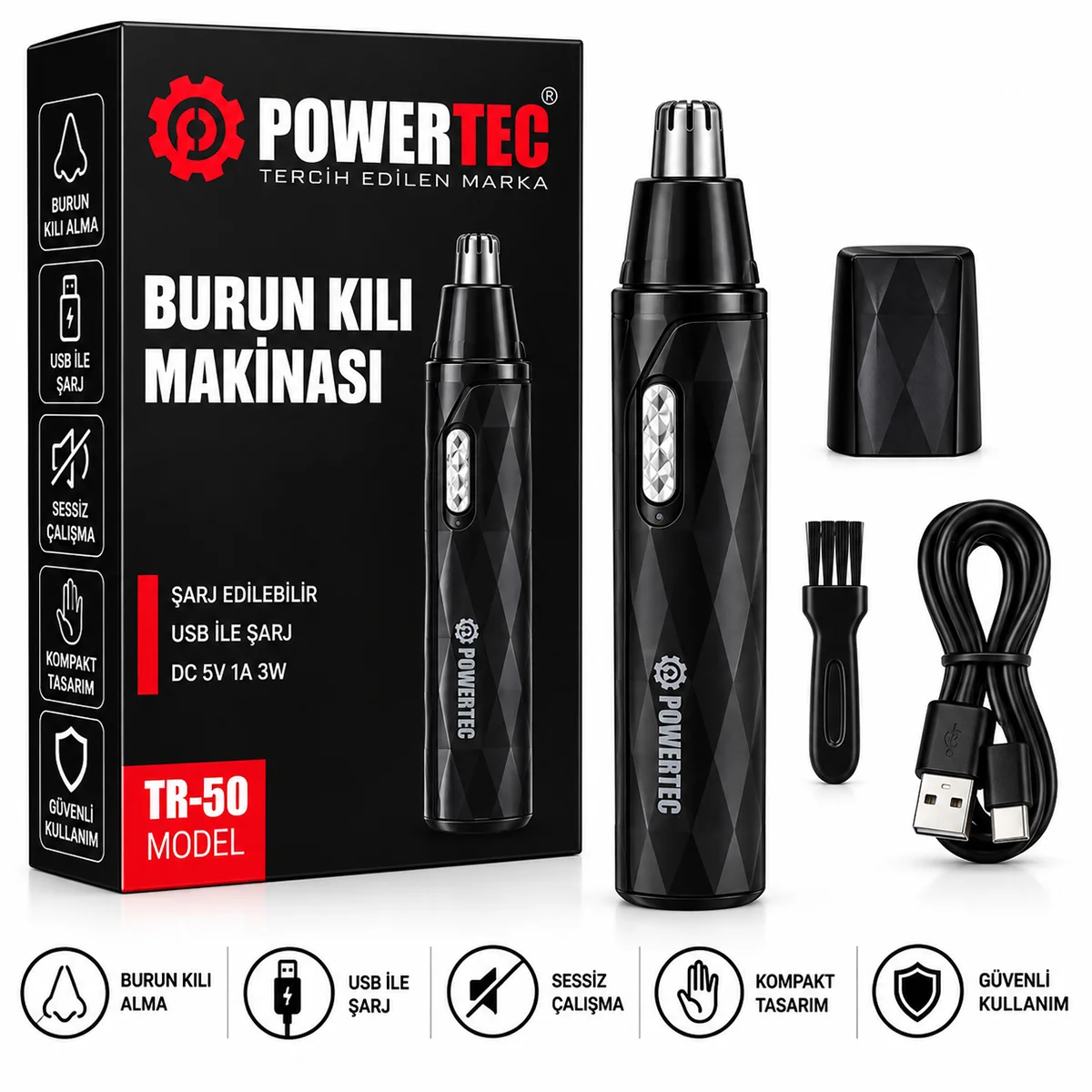 Şarjlı Burun Kıl Alma Makinesi (Kalem Model) görsel 2