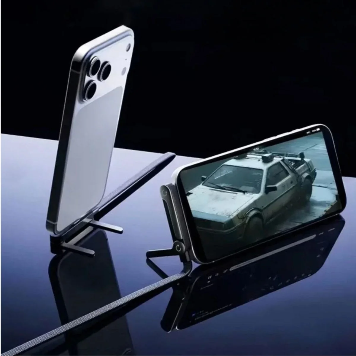 240W Hızlı Şarj Destekli Katlanabilir Telefon Standlı Örgülü Type-C to Type-C Şarj Kablosu görsel 2