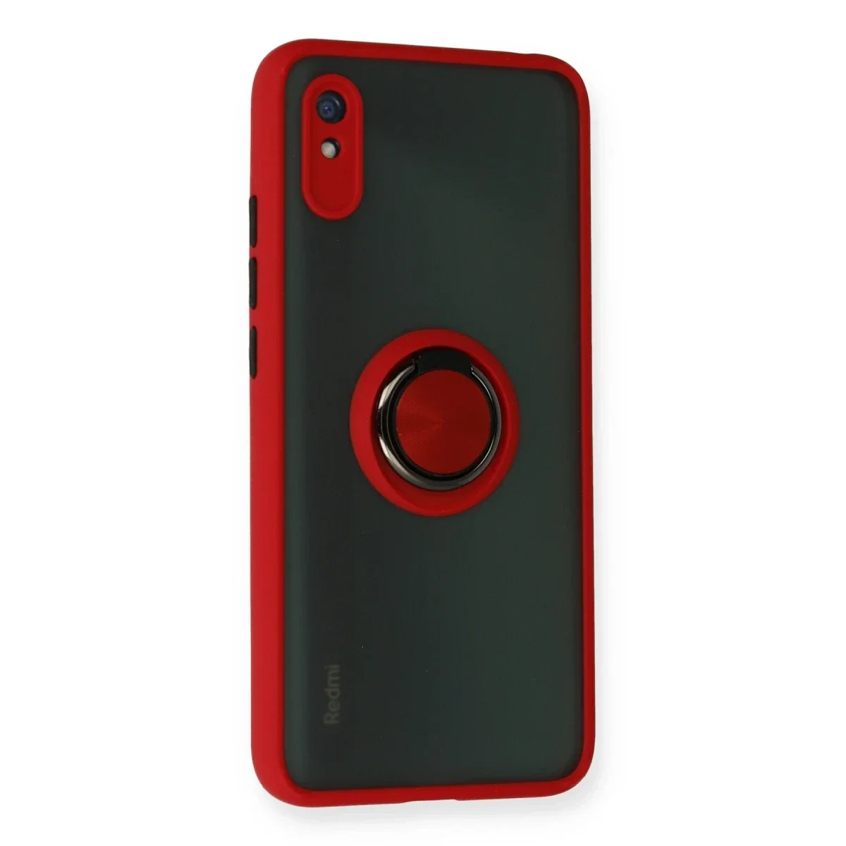 Xiaomi Redmi 9A Kılıf Montreal Yüzüklü Silikon Kapak - Kırmızı görsel 2