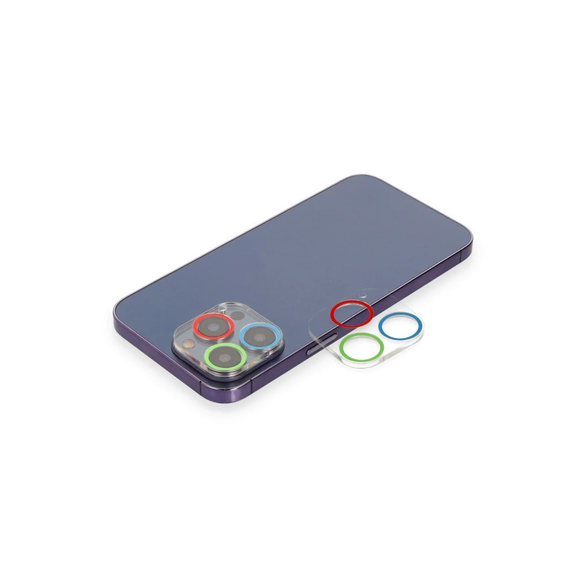 Apple İphone 12 Pro Renkli Kamera Lens Koruma Cam - Mavi-yeşil