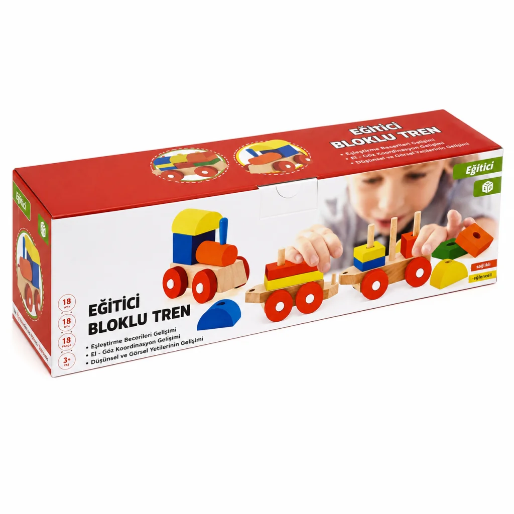 351-KUTUDA Ahşap Eğitici Bloklu Tren