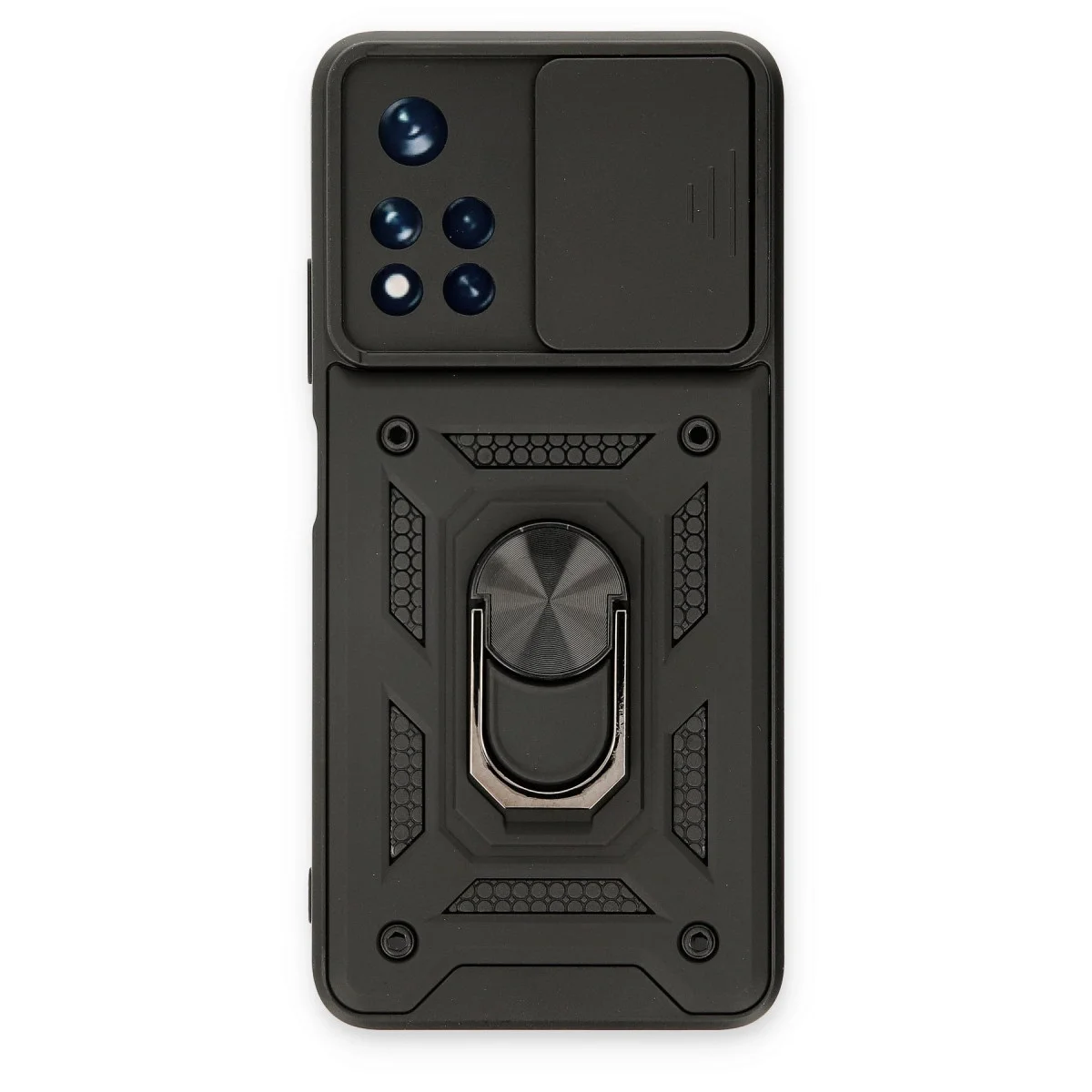 Xiao Red Note 11t Kılıf Pars Lens Yüzüklü Silikon - Siyah