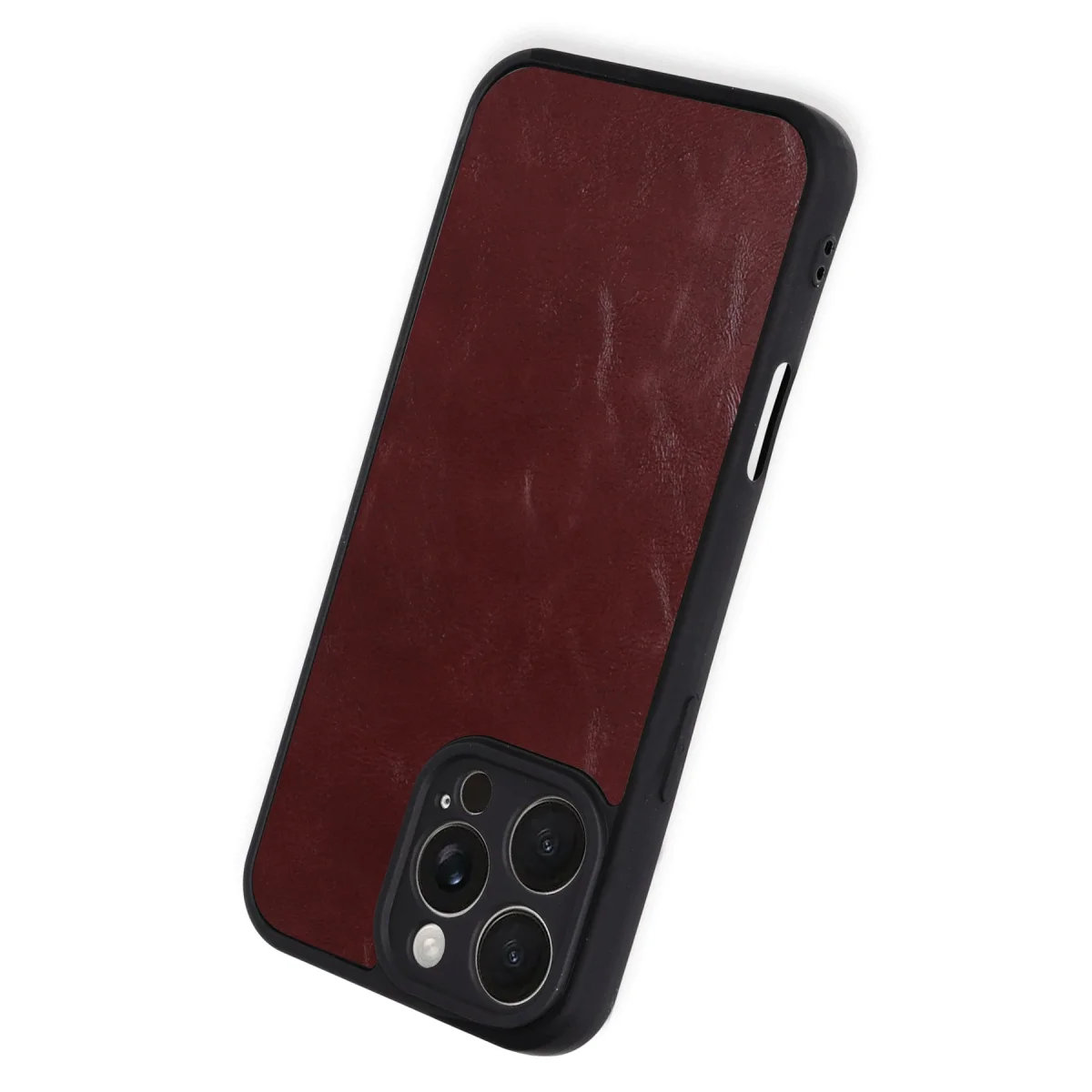 Apple İphone 16 Pro Max Kılıf Aras Deri Kapak - Bordo görsel 3